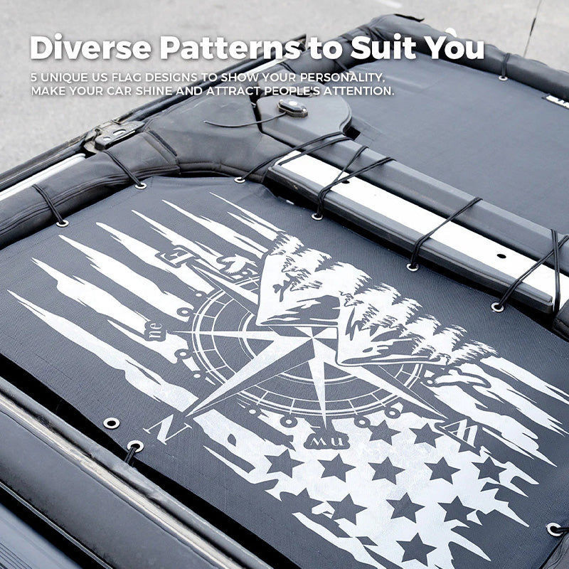 Jeep Sunshade Top with Gadsden Flag Design for JL JT