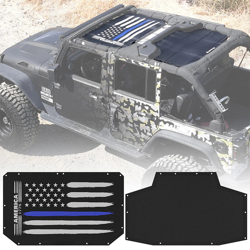 Sunshade Top with Blue Line Flag Design 