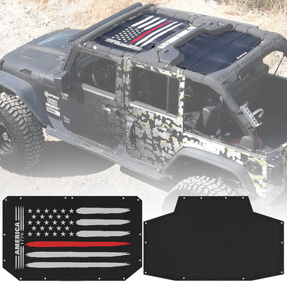 Jeep JK Sunshade Top with  Red Line Flag Design 