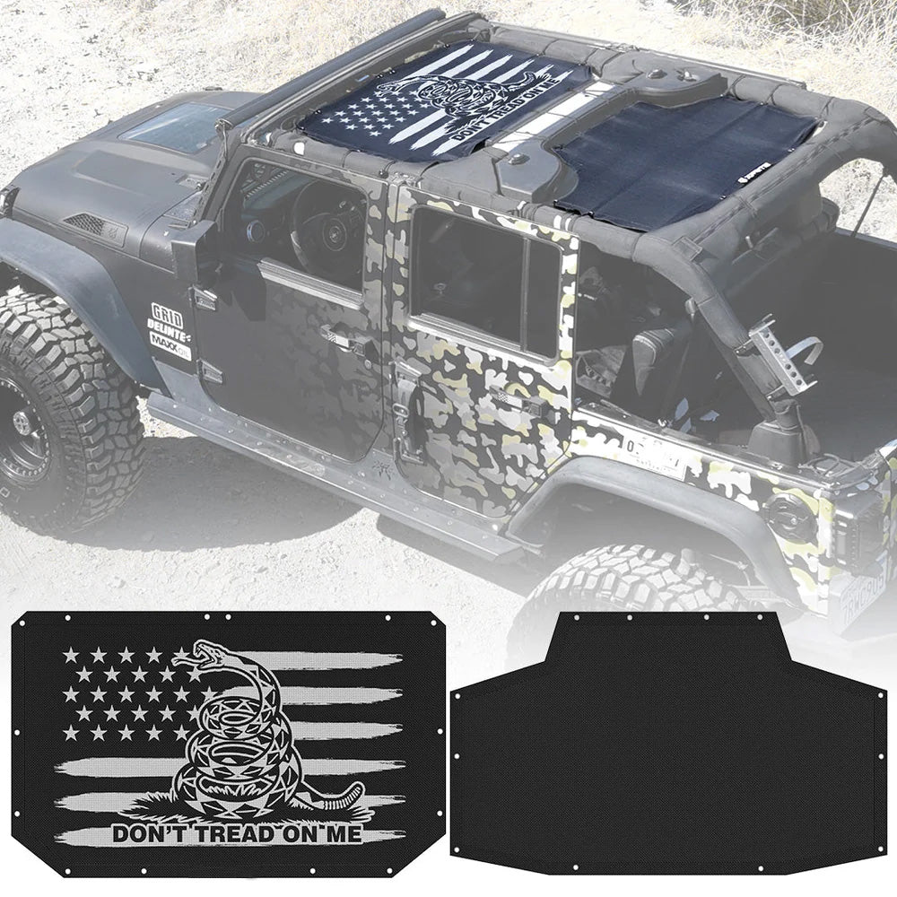 Jeep JK Sunshade Top with Gadsden Flag Design 