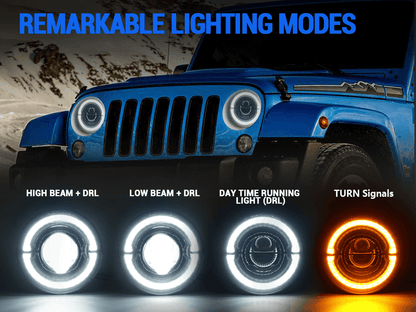 Jeep Wrangler led halo headlights install in TJ JK