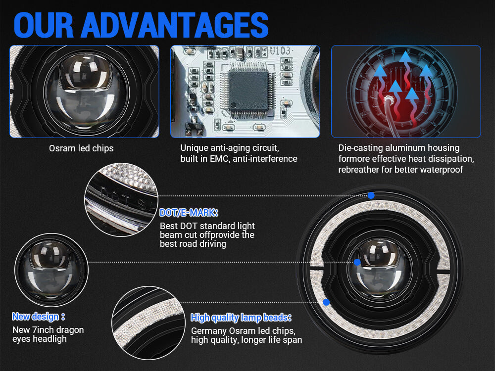 Jeep Wrangler led halo headlights install in  TJ JK