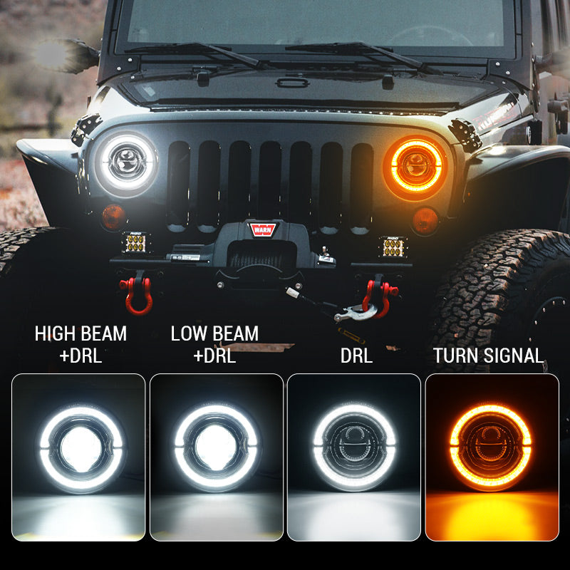 Jeep Wrangler led halo headlights install in TJ JK