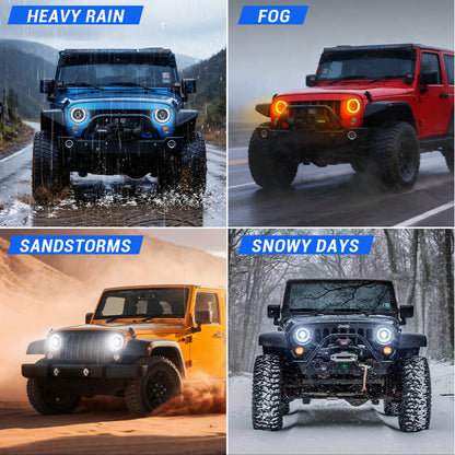 Jeep Wrangler led halo headlights install in TJ JK