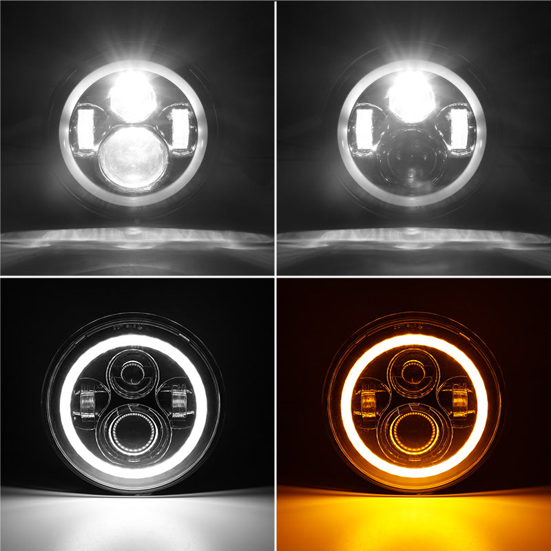 7 inch 80W Jeep Wrangler LED Halo Headlights with DRL & Turn Signals for 1997-2018 Wrangler JK CJ TJ