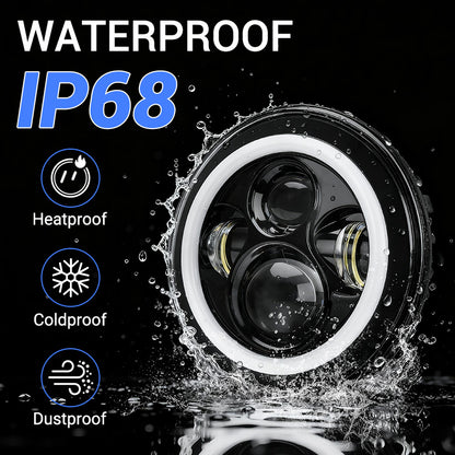 7 inch 80W Jeep Wrangler LED Halo Headlights with DRL & Turn Signals for 1997-2018 Wrangler JK CJ TJ