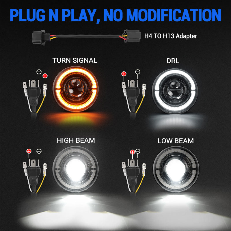 Jeep Wrangler led halo headlights install in TJ JK