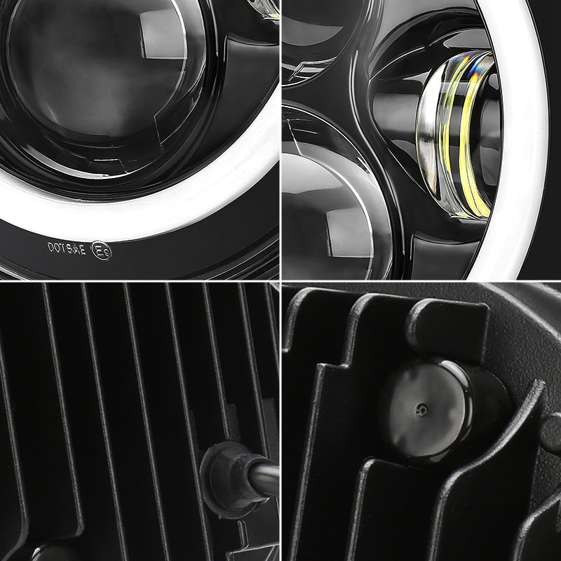 7 inch 80W Jeep Wrangler LED Halo Headlights with DRL & Turn Signals for 1997-2018 Wrangler JK CJ TJ