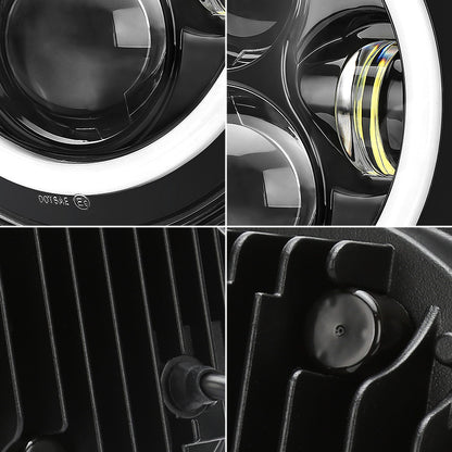 7 inch 80W Jeep Wrangler LED Halo Headlights with DRL & Turn Signals for 1997-2018 Wrangler JK CJ TJ