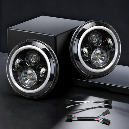 7 inch 80W Jeep Wrangler LED Halo Headlights with DRL & Turn Signals for 1997-2018 Wrangler JK CJ TJ
