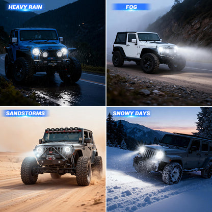 7 inch 80W Jeep Wrangler LED Halo Headlights with DRL & Turn Signals for 1997-2018 Wrangler JK CJ TJ