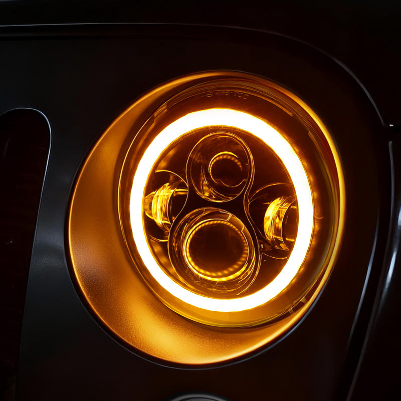 7 inch 80W Jeep Wrangler LED Halo Headlights with DRL & Turn Signals for 1997-2018 Wrangler JK CJ TJ