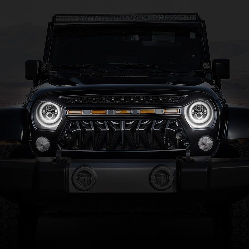 7 inch 80W Jeep Wrangler LED Halo Headlights with DRL & Turn Signals for 1997-2018 Wrangler JK CJ TJ