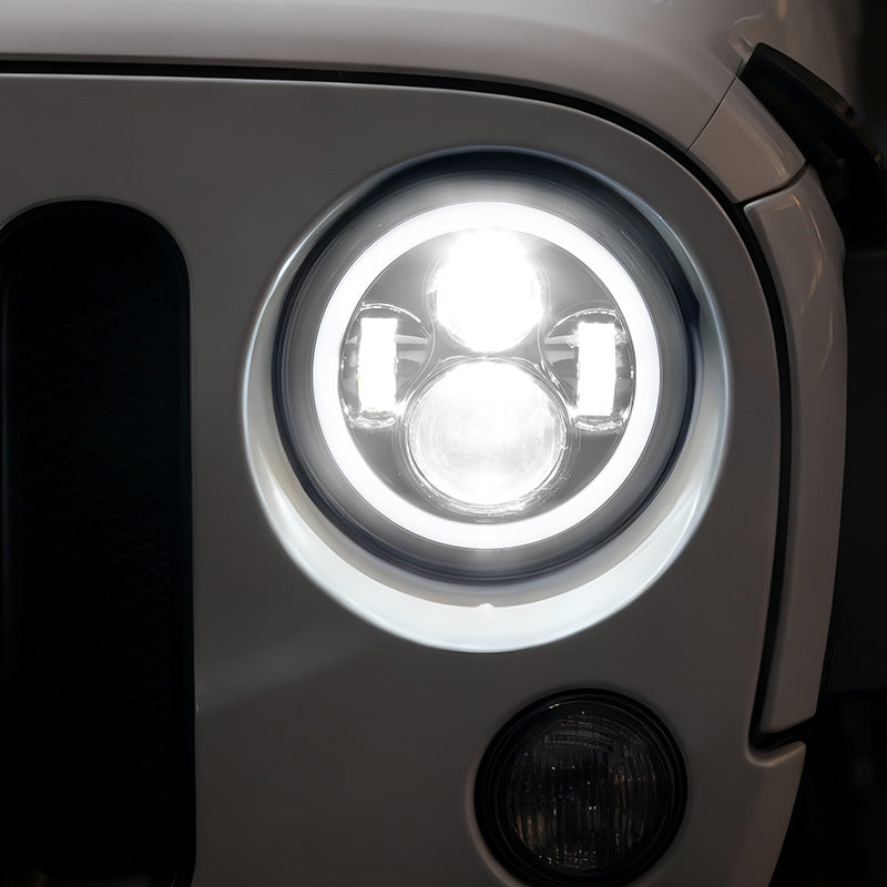 7 inch 80W Jeep Wrangler LED Halo Headlights with DRL & Turn Signals for 1997-2018 Wrangler JK CJ TJ