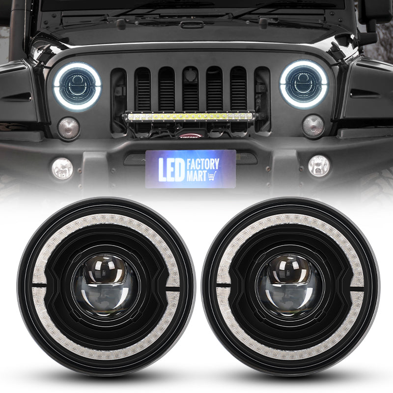 Jeep Wrangler led halo headlights install in TJ JK