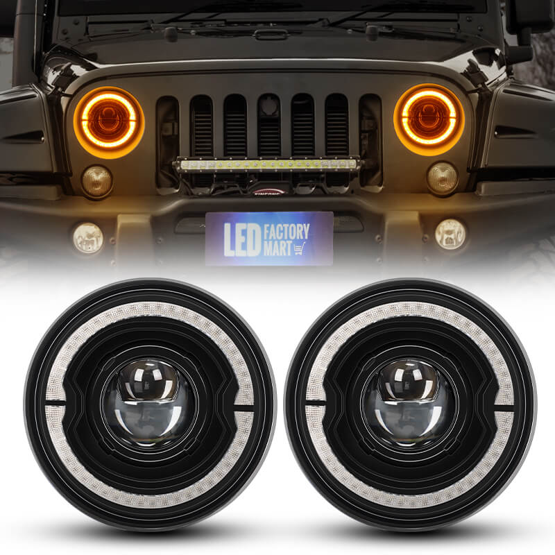 Jeep Wrangler led halo headlights install in TJ JK