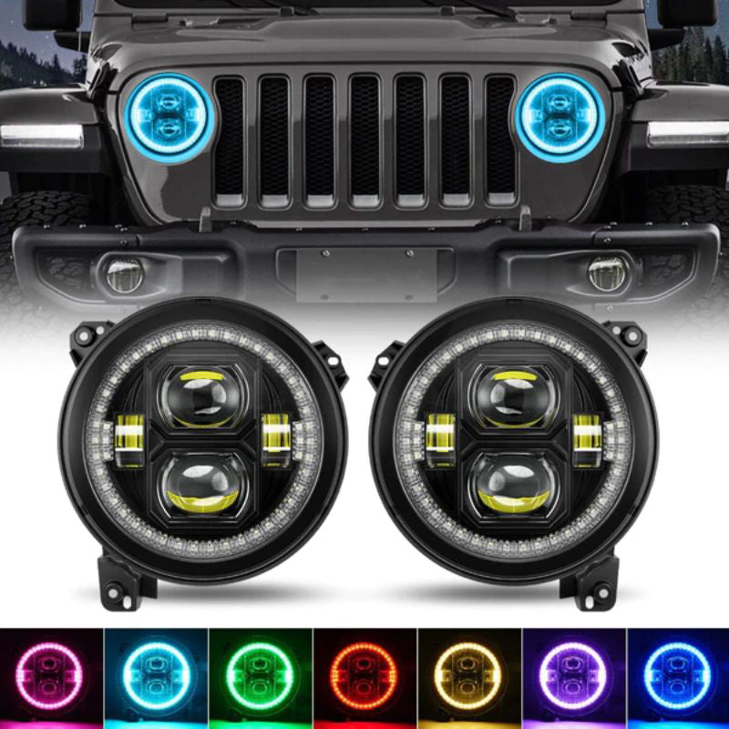 Jeep Halo LED Headlights with RGBW