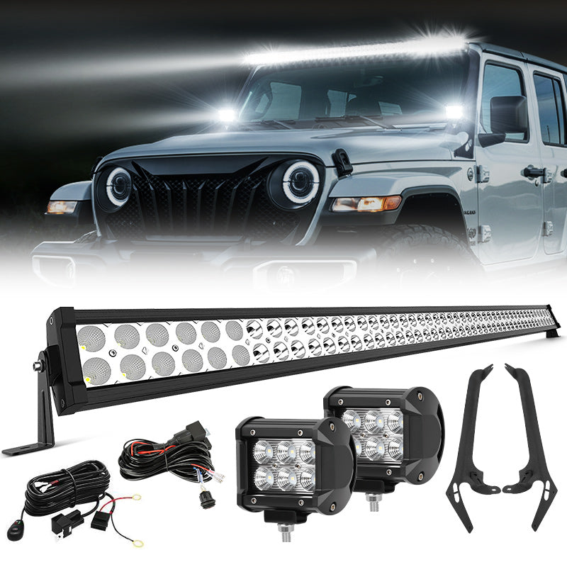 52" Jeep Light Bar & Pods & Brackets for 2018-Later Wrangler JL JLU & Gladiator | Prevail Series