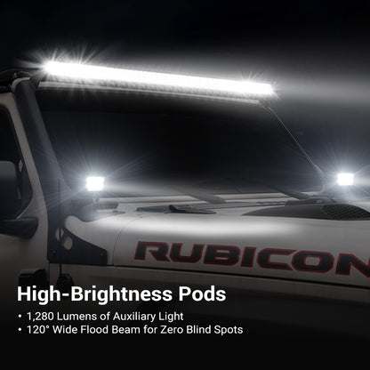 52" Jeep Light Bar & Pods & Brackets for 2018-Later Wrangler JL JLU & Gladiator | Prevail Series