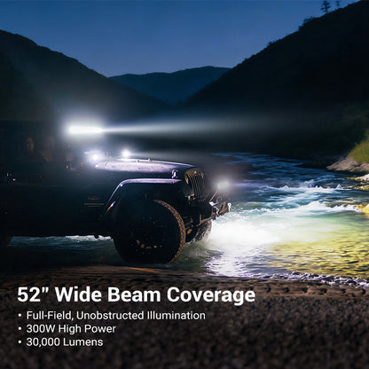 52" Jeep Light Bar & Pods & Brackets for 2018-Later Wrangler JL JLU & Gladiator | Prevail Series