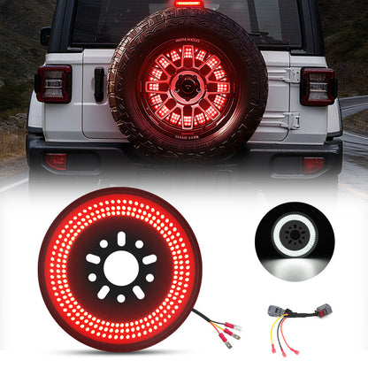 Full view of Jeep Wrangler JK spare tire LED light with brake and reverse function