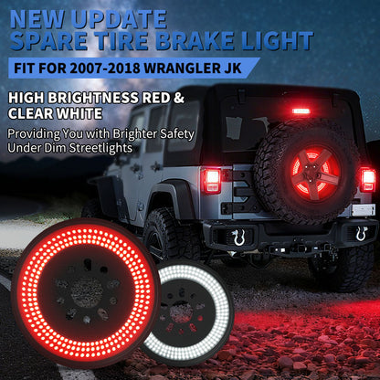 Full view of Jeep Wrangler JK spare tire LED light with brake and reverse function