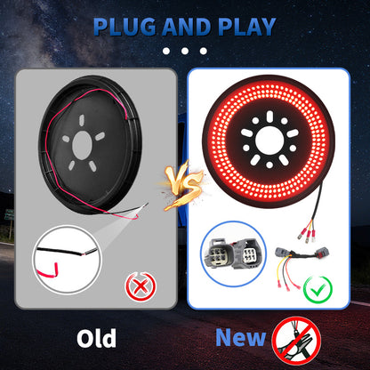 Full view of Jeep Wrangler JK spare tire LED light with brake and reverse function