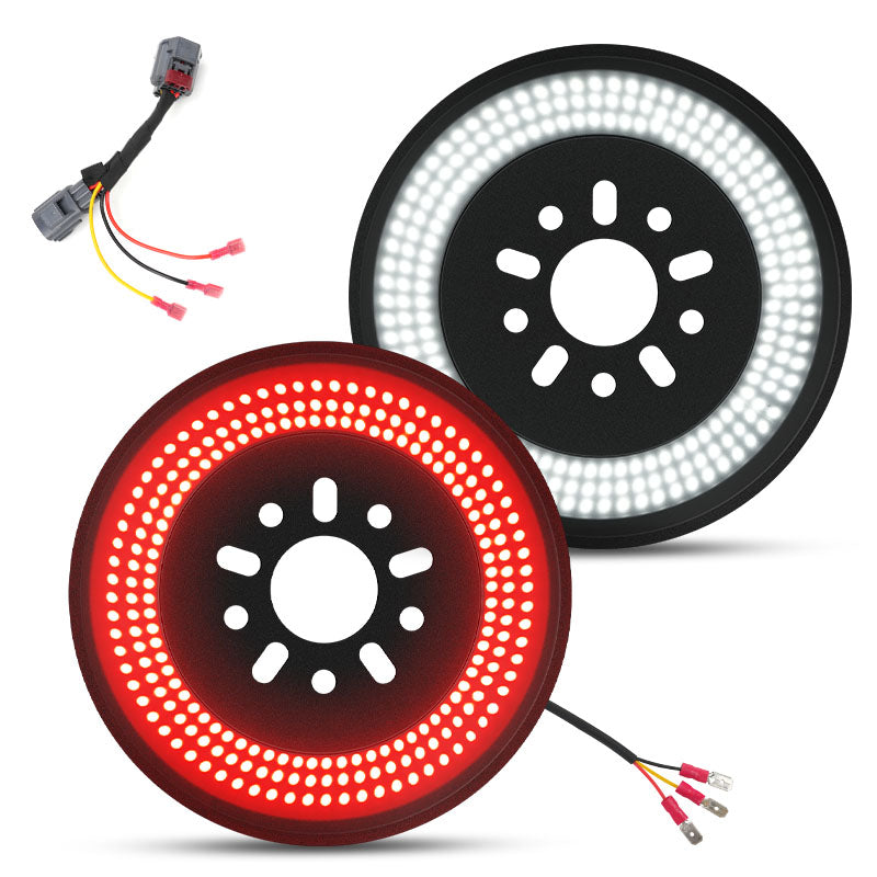 Full view of Jeep Wrangler JK spare tire LED light with brake and reverse function