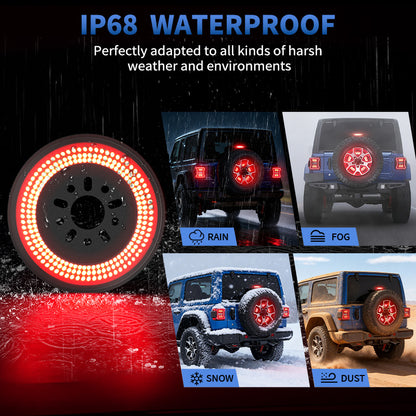 Full view of Jeep Wrangler JL spare tire LED light with brake and reverse function
