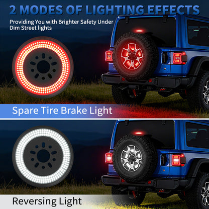 Full view of Jeep Wrangler JL spare tire LED light with brake and reverse function
