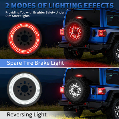 Full view of Jeep Wrangler JL spare tire LED light with brake and reverse function