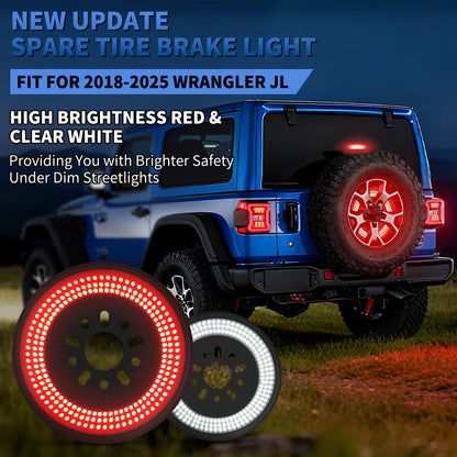 Full view of Jeep Wrangler JL spare tire LED light with brake and reverse function