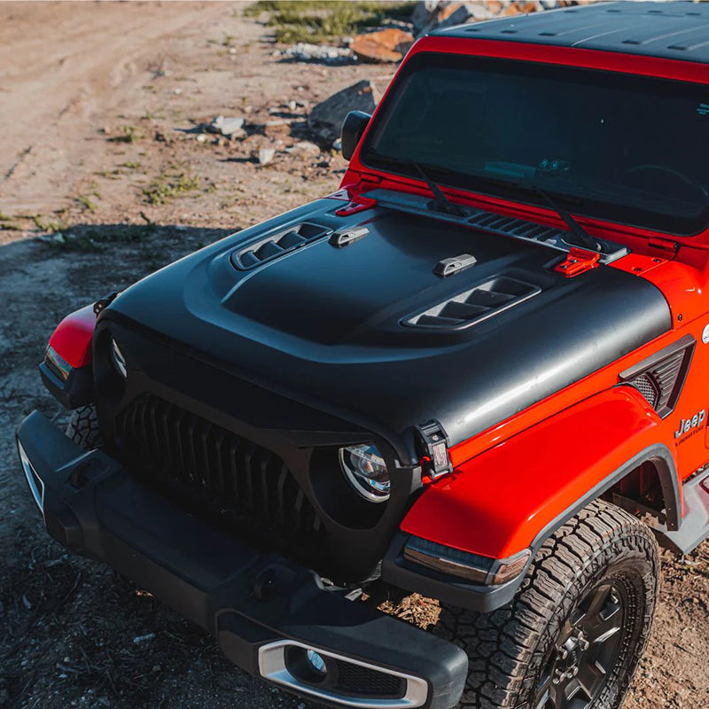 Jeep Gladiator Hood with Functional Air Vents for 10th Anniversary Red Rock Series — Durable and Stylish Upgrade