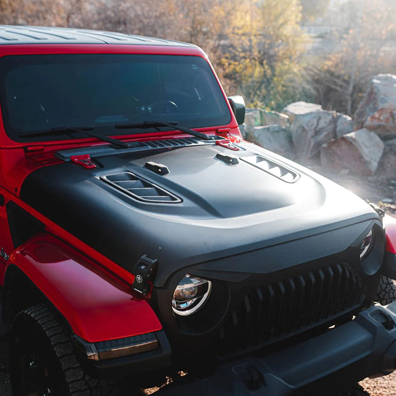 USA ONLY Red Rock Series Hood with Functional Air Vents for Jeep Wrangler JL & Gladiator 10th Anniversary
