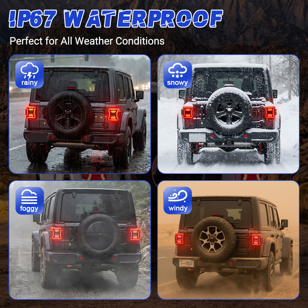 LED Tail Lights For Jeep Wrangler JL JLU Lighting modes