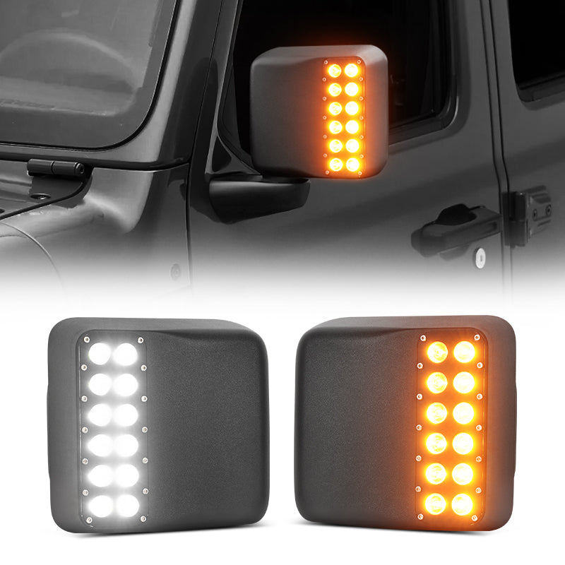 Jeep Wrangler side mirror with lights