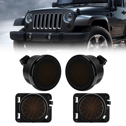Jeep JK grille and fender lights with DRL and sequential turn signal upgrade