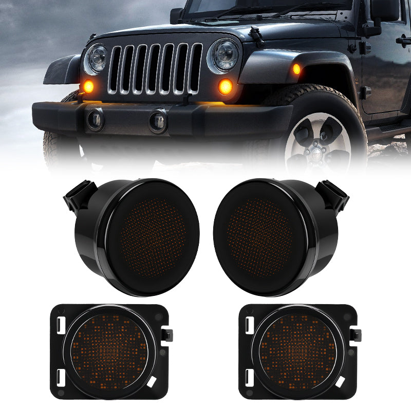 Jeep JK grille and fender lights with DRL and sequential turn signal upgrade