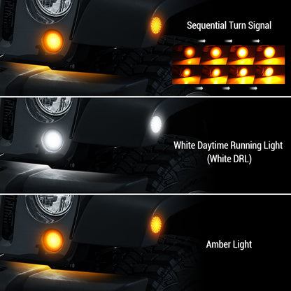 LED Jeep JK Grille and Fender Lights for off-road visibility