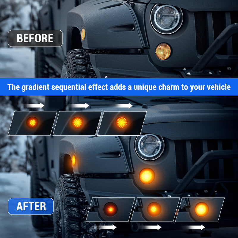 LED Jeep JK Grille and Fender Lights for off-road visibility