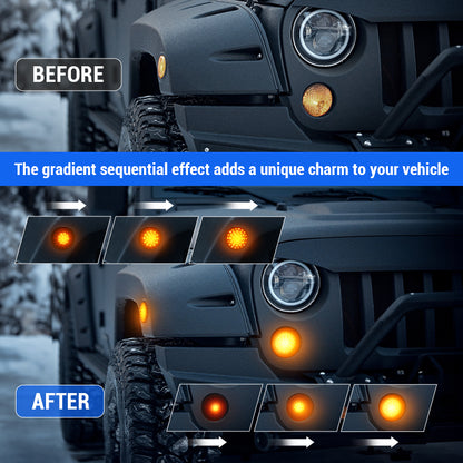 LED Jeep JK Grille and Fender Lights for off-road visibility
