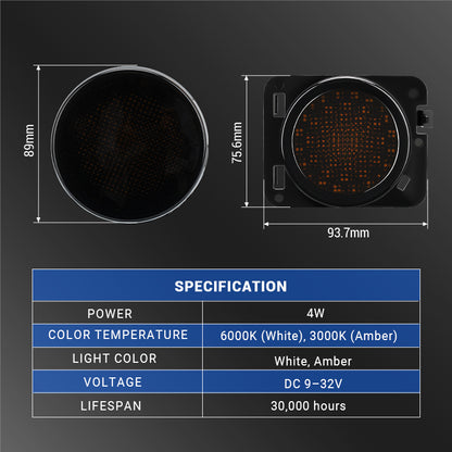 Durable Jeep JK Grille and Fender Lights with flowing turn indicators