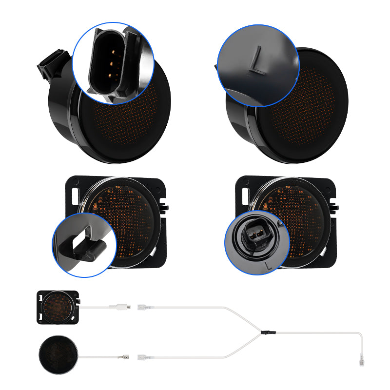 Durable Jeep JK Grille and Fender Lights with flowing turn indicators