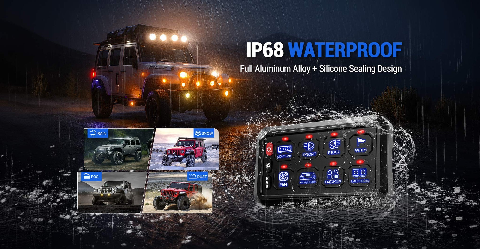 4 Control Modes Universal 8 Gang RGB Switch Panel for Off-Road & Truck banner image