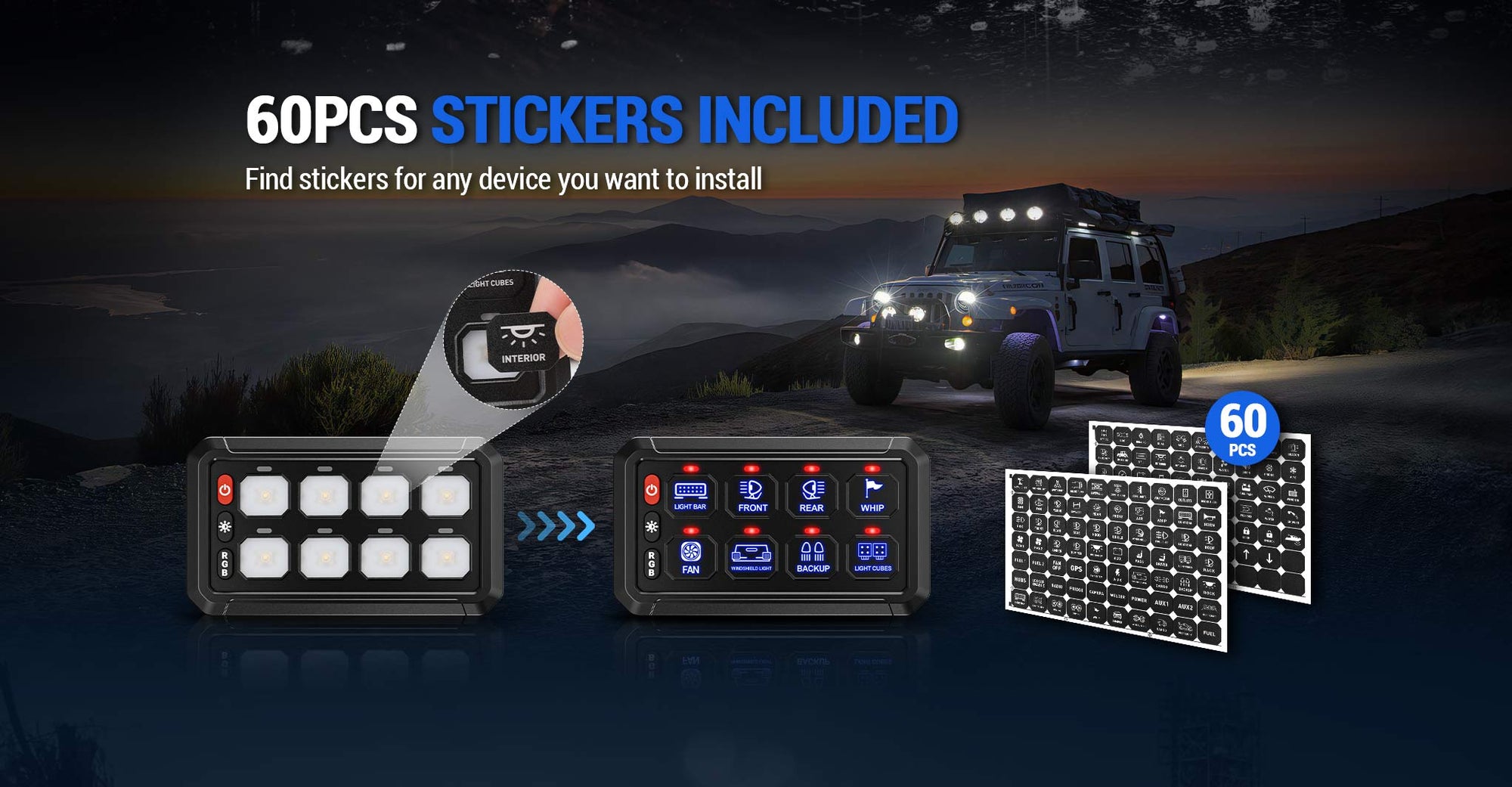 4 Control Modes Universal 8 Gang RGB Switch Panel for Off-Road & Truck banner image