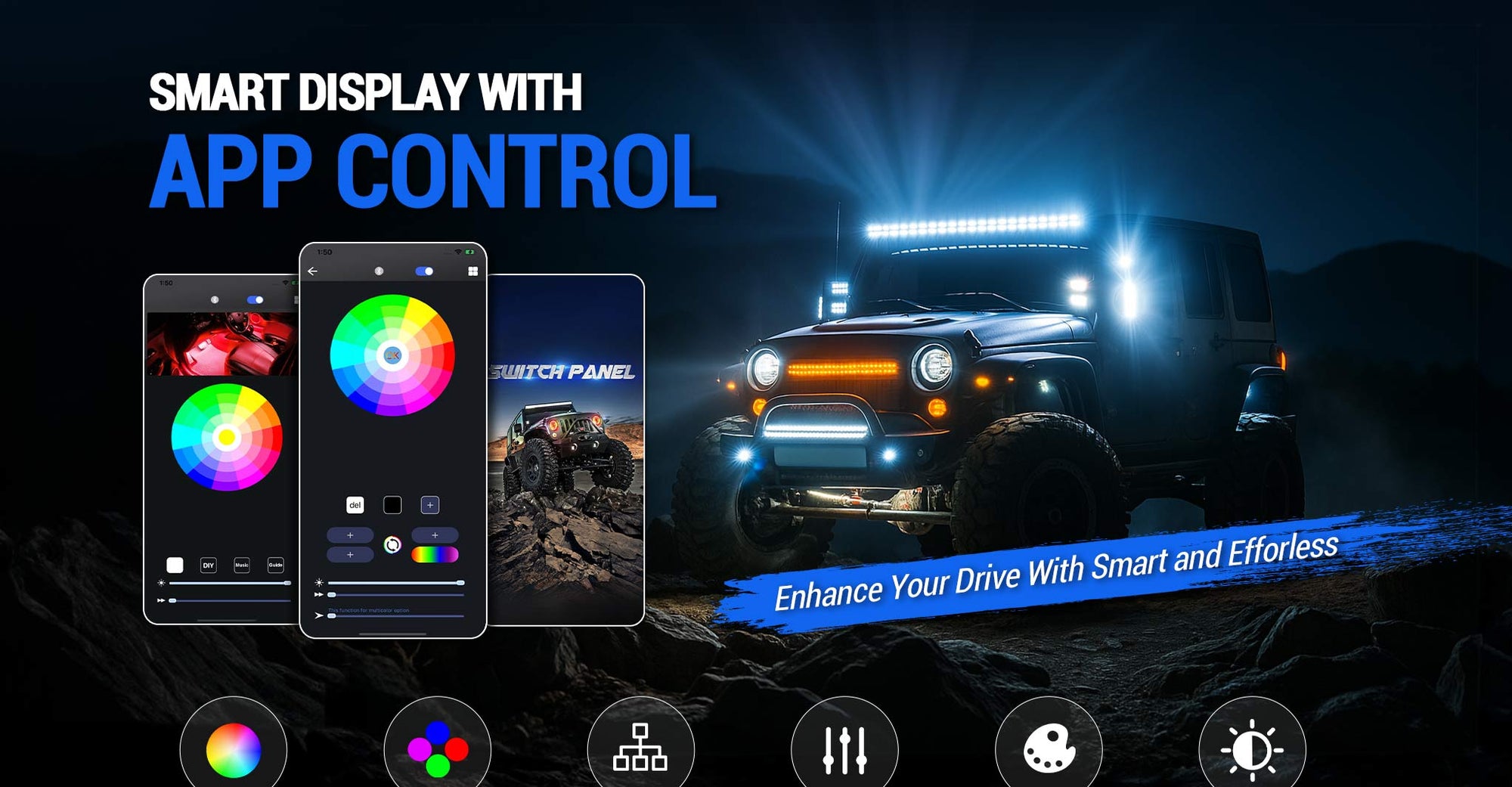 4 Control Modes Universal 8 Gang RGB Switch Panel for Off-Road & Jeep desktop banner