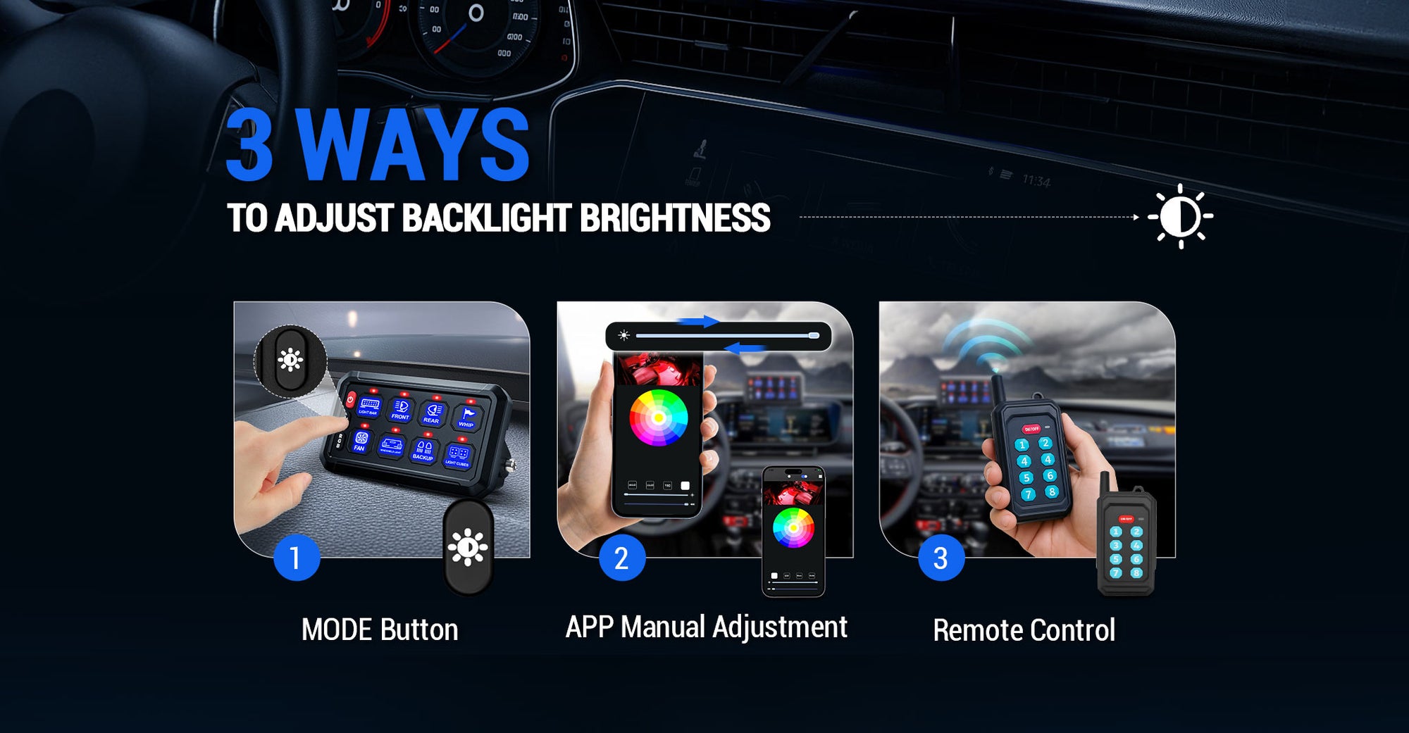 4 Control Modes Universal 8 Gang RGB Switch Panel for Off-Road & Truck banner image