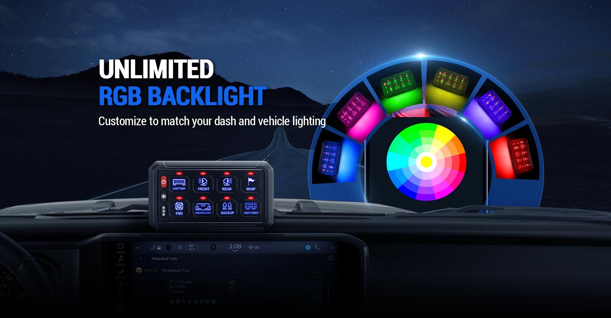 4 Control Modes Universal 8 Gang RGB Switch Panel for Off-Road & Truck banner image