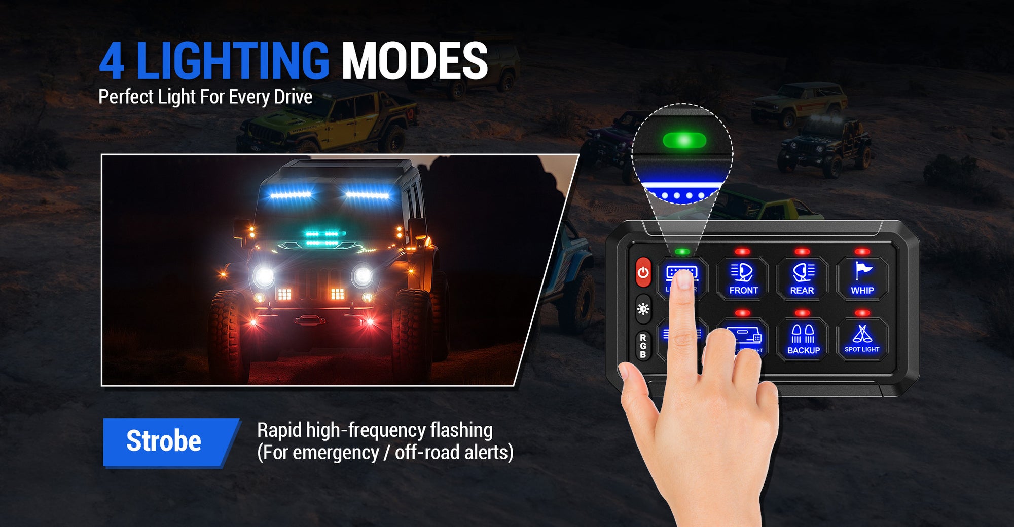 4 Control Modes Universal 8 Gang RGB Switch Panel for Off-Road & Truck banner image