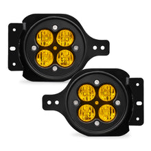 Close-up of Yellow LED fog lights for Jeep Wrangler JK